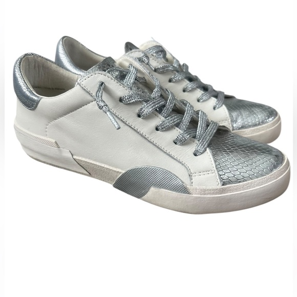 Dolce Vita Zina Leather Sneakers Silver Gray White Leather women's size 7.5 - Picture 1 of 11